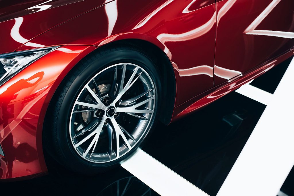 freshly waxed car with glossy shining paint